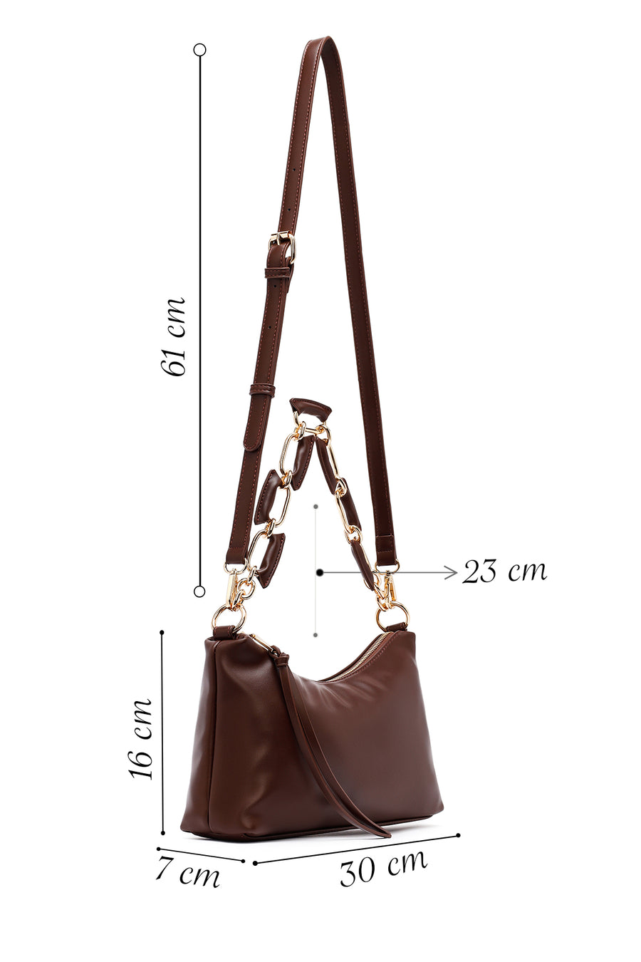 Woman Brown Long Strap Shoulder Bag