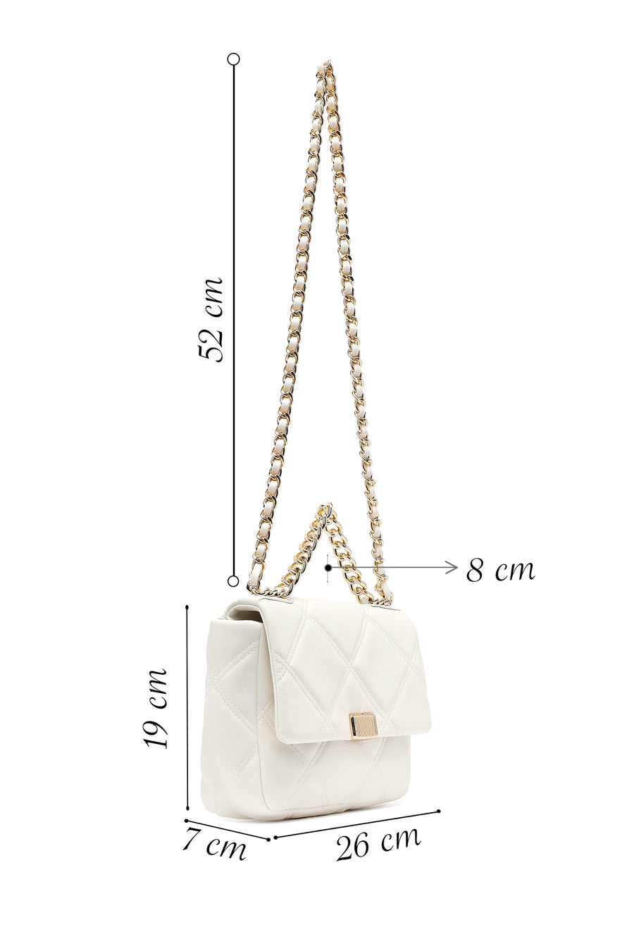 Woman Cream Long Strap Quilted Crossbody Bag