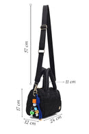 Women's Black Long Strap Charm Fabric Shoulder Bag | Derimod