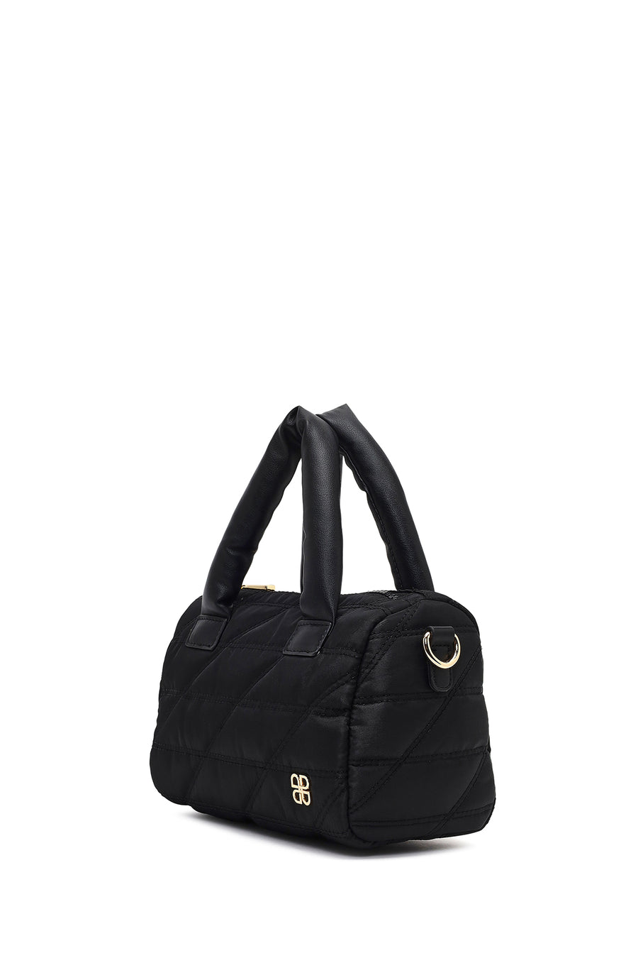 Women's Black Long Strap Charm Fabric Shoulder Bag