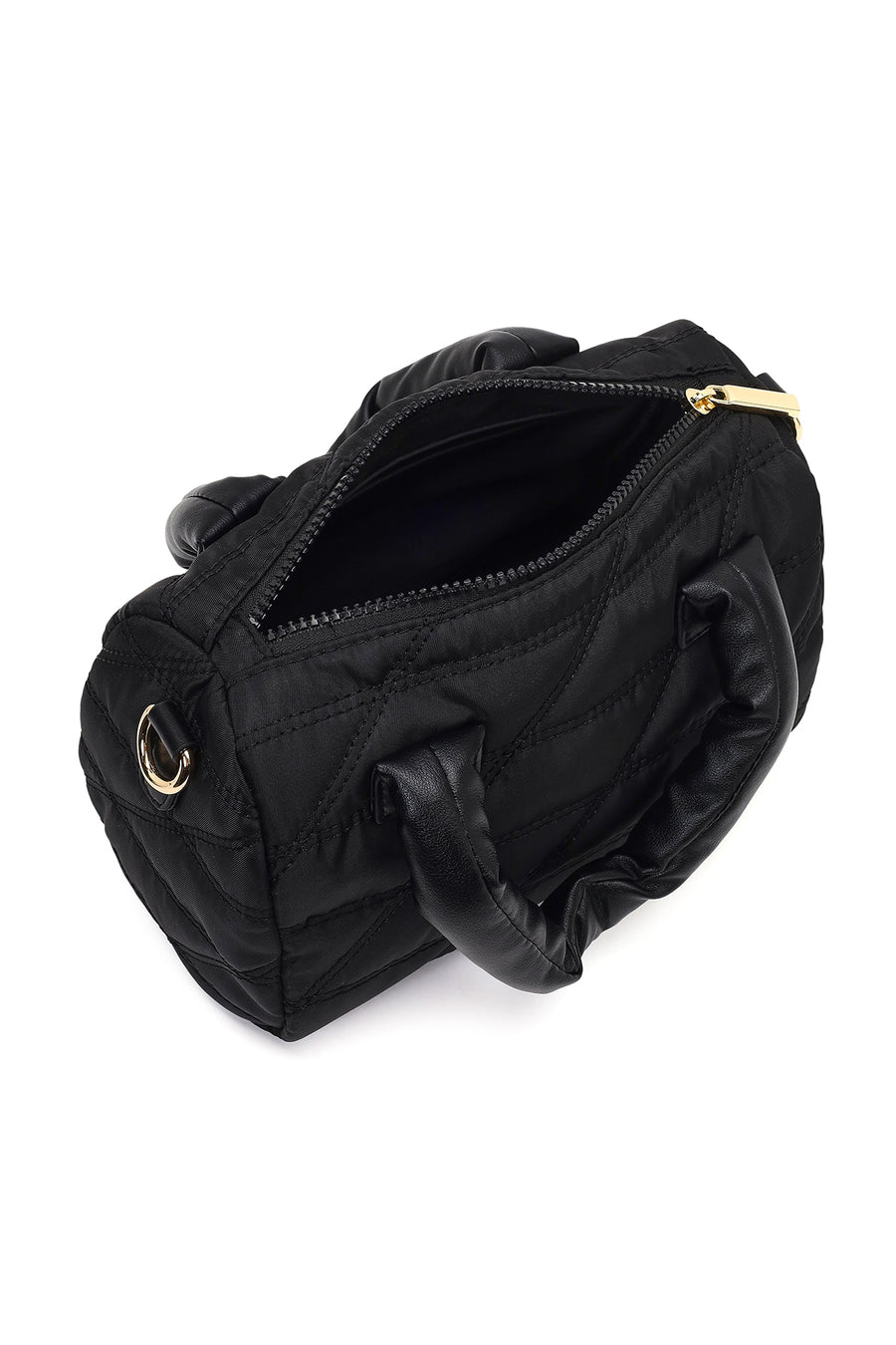 Women's Black Long Strap Charm Fabric Shoulder Bag