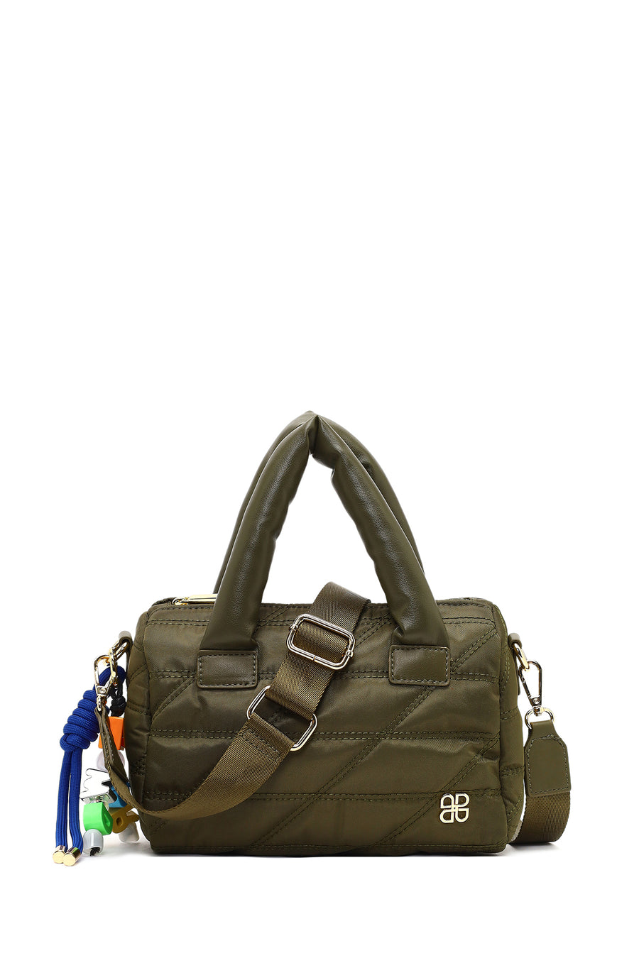 Women's Khaki Long Strap Charm Fabric Shoulder Bag 25ABD27336F | Derimod