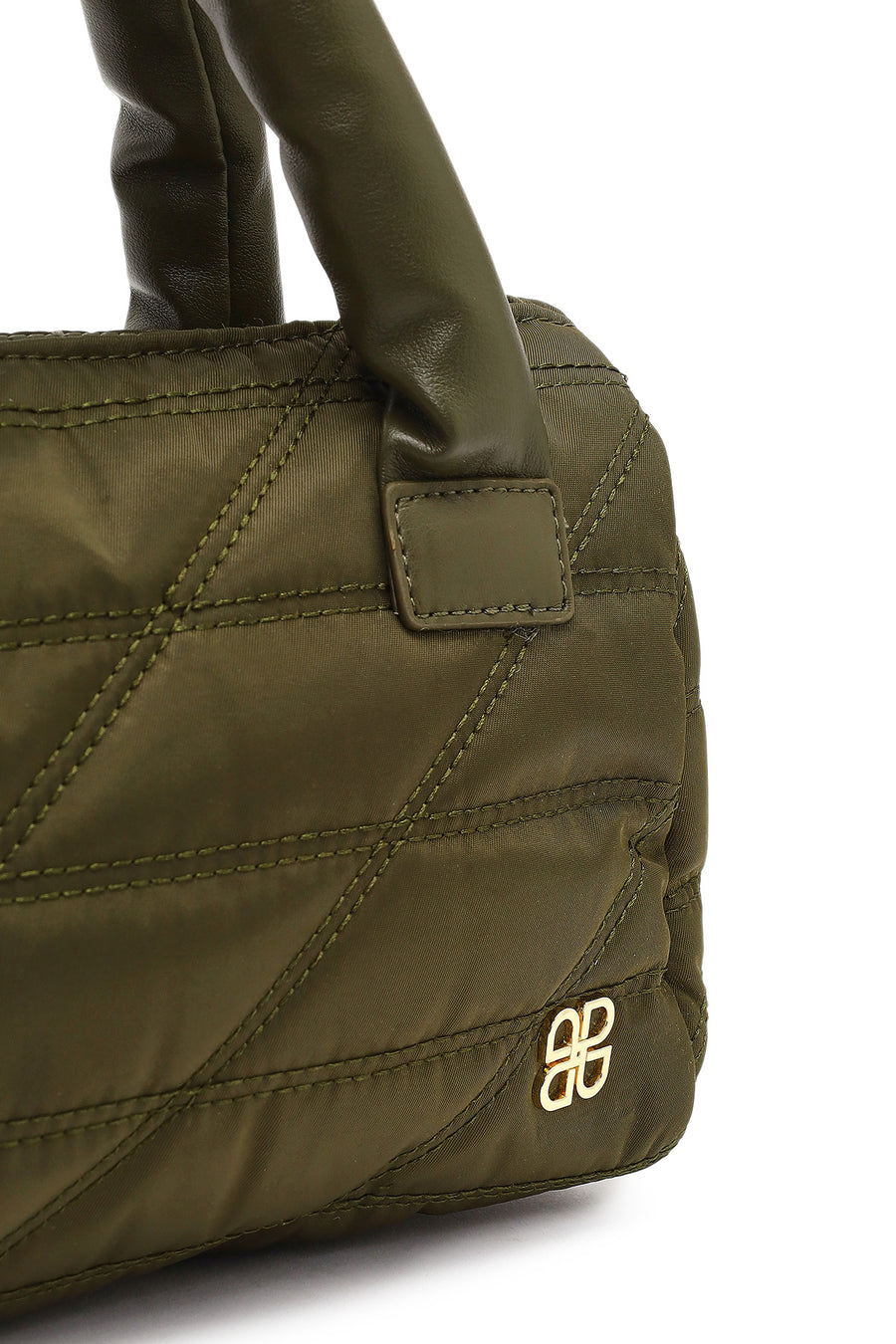 Women's Khaki Long Strap Charm Fabric Shoulder Bag
