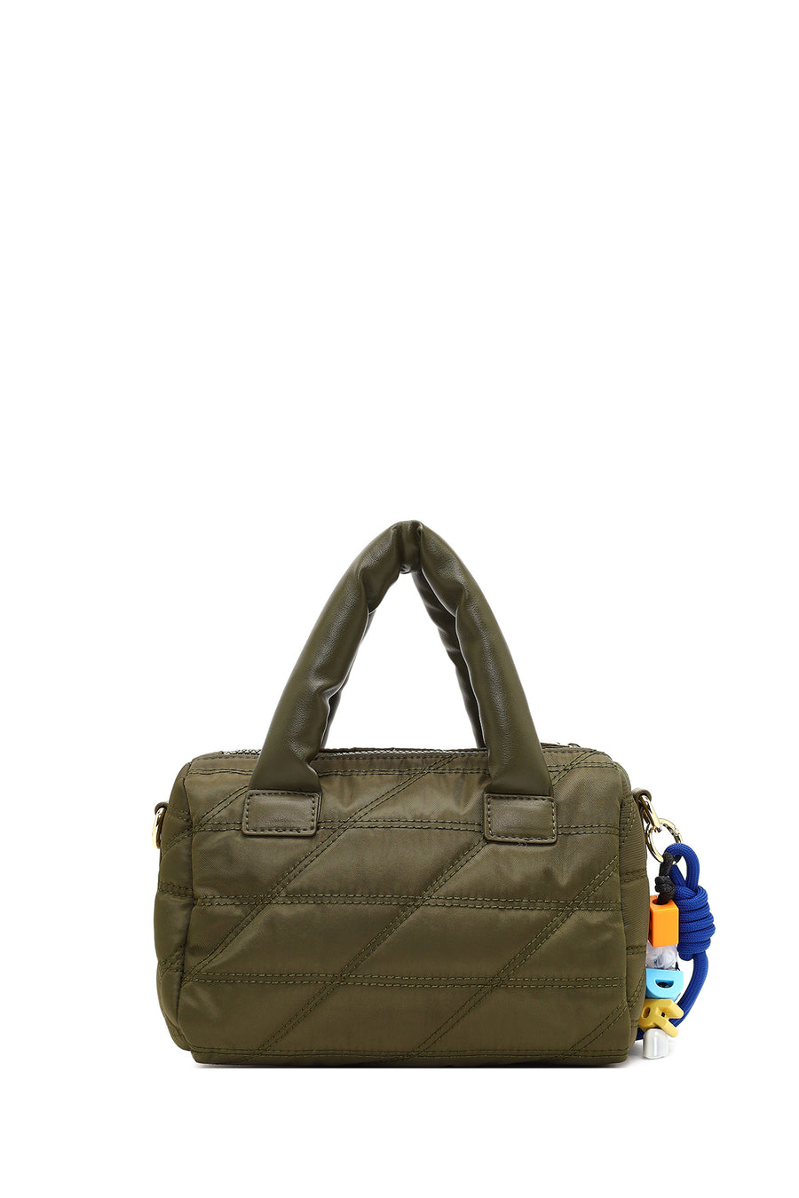 Women's Khaki Long Strap Charm Fabric Shoulder Bag
