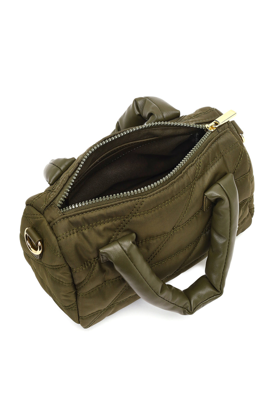 Women's Khaki Long Strap Charm Fabric Shoulder Bag