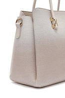 Woman Cream Long Strap Printed Handbag | Derimod