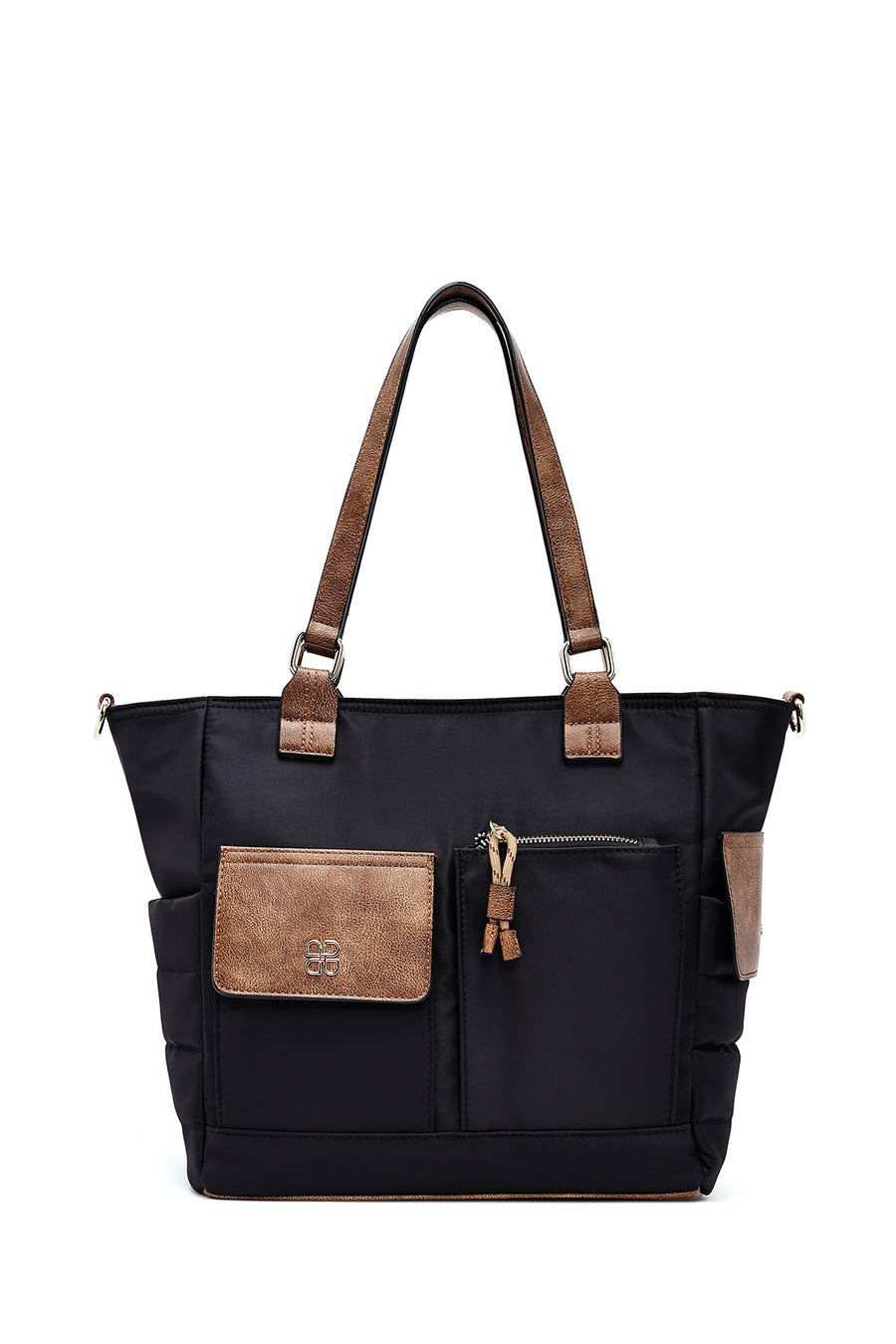 Woman Black Long Strap Fabric Shoulder Bag