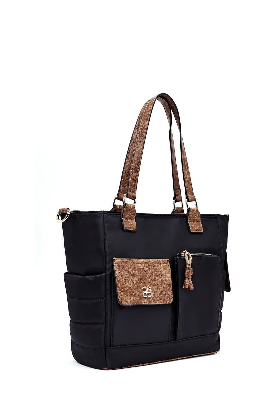 Woman Black Long Strap Fabric Shoulder Bag