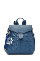 Women's Blue Printed Accessorized Backpack | Derimod