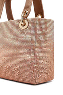 Woman Beige Long Strap Stoned Mini Evening Bag | Derimod