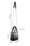 Women's Black Long Strapped Bejeweled Mini Evening Bag | Derimod