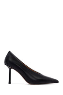 Women's Black Thin Heeled Leather Stiletto | Derimod