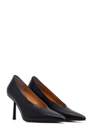 Women's Black Thin Heeled Leather Stiletto | Derimod