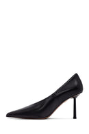 Women's Black Thin Heeled Leather Stiletto | Derimod