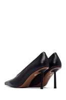 Women's Black Thin Heeled Leather Stiletto | Derimod