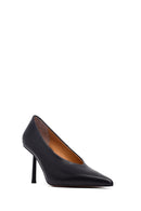 Women's Black Thin Heeled Leather Stiletto | Derimod