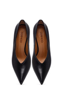 Women's Black Thin Heeled Leather Stiletto | Derimod