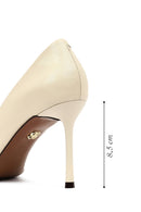 Women's Cream Thin Heeled Leather Stiletto | Derimod