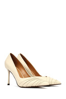 Women's Cream Thin Heeled Leather Stiletto | Derimod