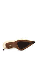 Women's Cream Thin Heeled Leather Stiletto | Derimod