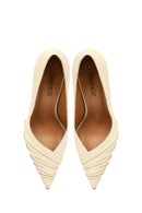 Women's Cream Thin Heeled Leather Stiletto | Derimod