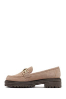 Woman Suede with Mink Buckle Leather Masculine Loafer | Derimod