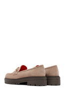 Woman Suede with Mink Buckle Leather Masculine Loafer | Derimod