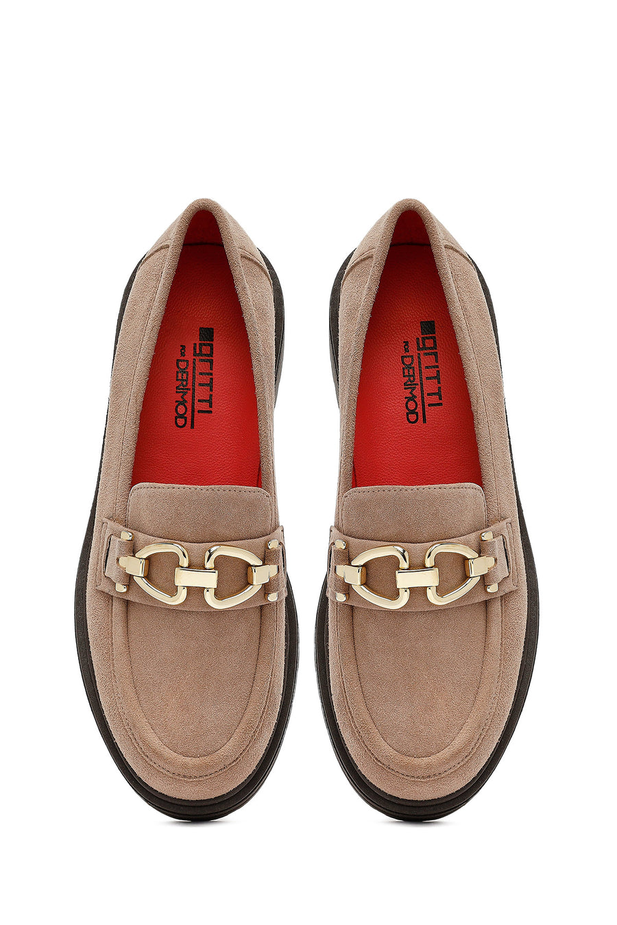 Woman Suede with Mink Buckle Leather Masculine Loafer