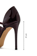 Woman Burgundy Buckled High Thin Heel Patent Leather Leather Shoe | Derimod