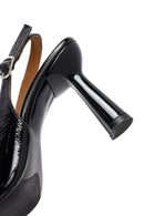 Woman Black Slingback Chunky Heel Leather Shoe | Derimod