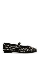 Woman Black Stone Leather Babet | Derimod