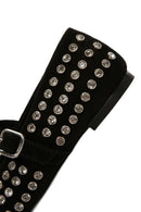 Woman Black Stone Leather Babet | Derimod