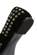 Woman Black Stone Leather Babet | Derimod