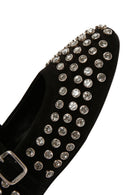 Woman Black Stone Leather Babet | Derimod