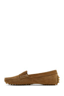 Women's Tan Suede Leather Loafer | Derimod