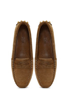 Women's Tan Suede Leather Loafer | Derimod