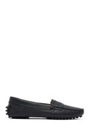 Woman Black Leather Loafers | Derimod