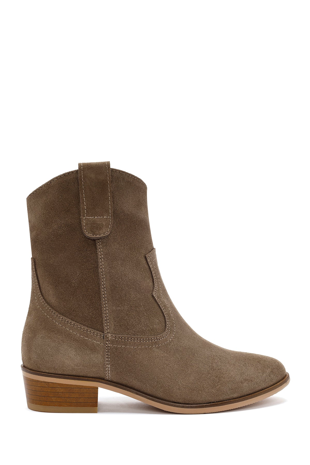 Woman Mink Suede Leather Cowboy Boots 25AFD150610 | Derimod