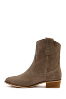 Woman Mink Suede Leather Cowboy Boots | Derimod