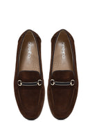 Kadın Kahverengi Tokalı Süet Deri Comfort Loafer | Derimod