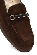 Kadın Kahverengi Tokalı Süet Deri Comfort Loafer | Derimod