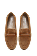 Kadın Taba Tokalı Süet Deri Comfort Loafer | Derimod