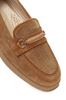 Kadın Taba Tokalı Süet Deri Comfort Loafer | Derimod
