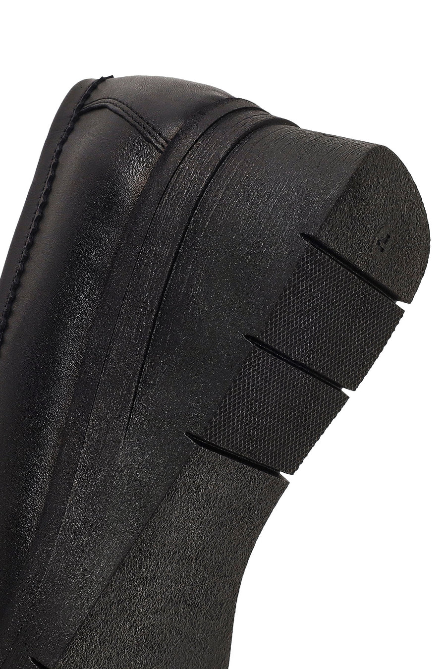 Kadın Siyah Tokalı Dolgu Topuklu Deri Comfort Loafer