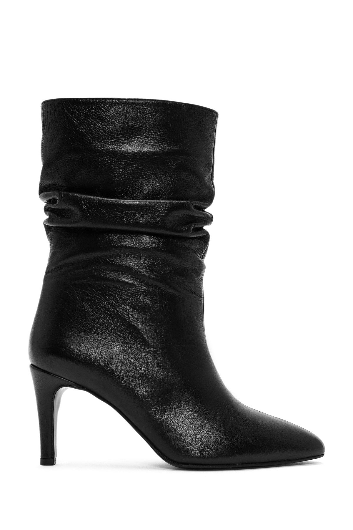 Woman Black Heels Leather Boat 25AFD160318 | Derimod