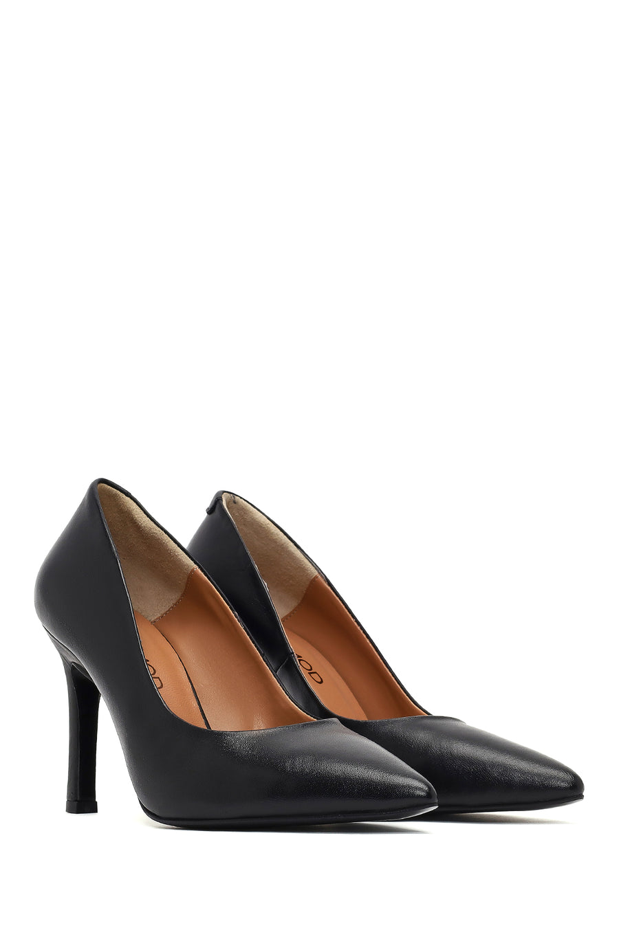Kadın Siyah İnce Topuklu Deri Stiletto