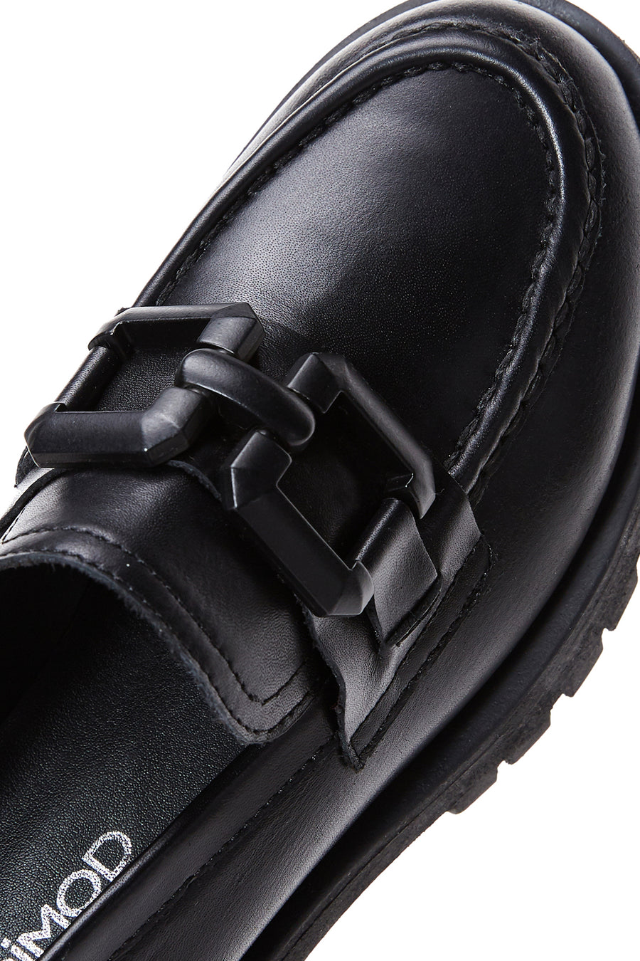 Woman Black Thick Sole Leather Masculine Loafer