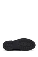 Women's Black Thick-Soled Leather Masculine Loafer | Derimod