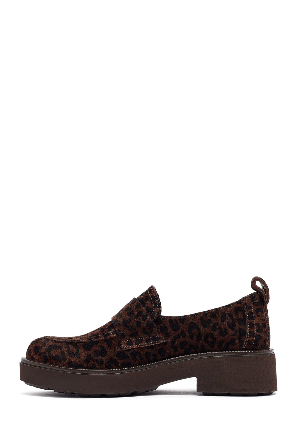 Kadın Leopar Desenli Süet Deri Maskülen Loafer