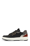 Woman Black Lace-Up Thick Sole Leather Sneakers | Derimod